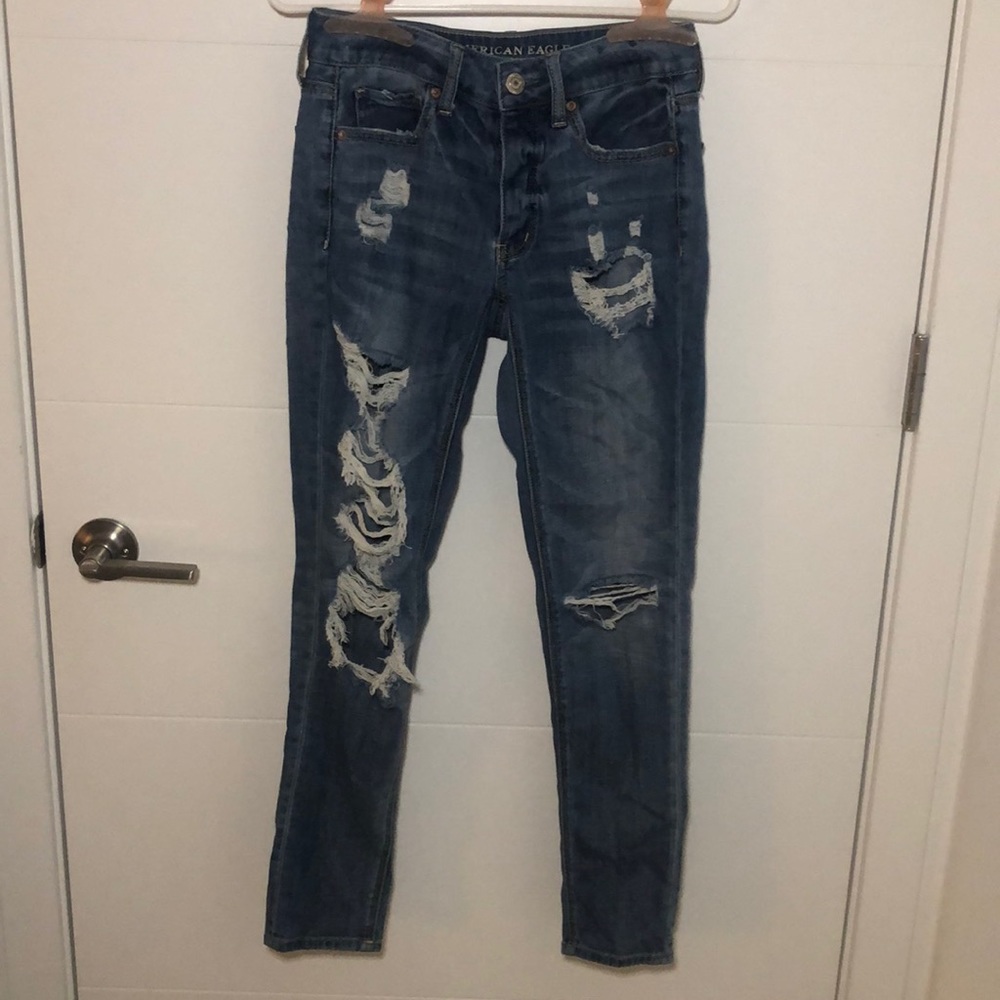 American Eagle Girlfriend Ripped Jeans